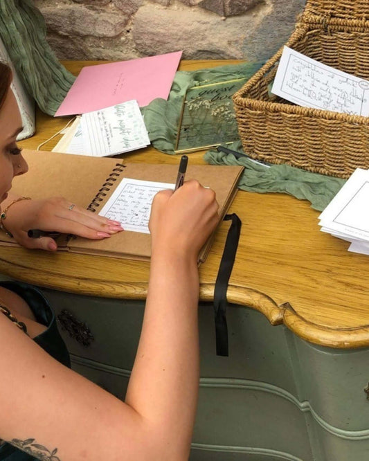 Wedding guests signing a unique wedding guest book alternative