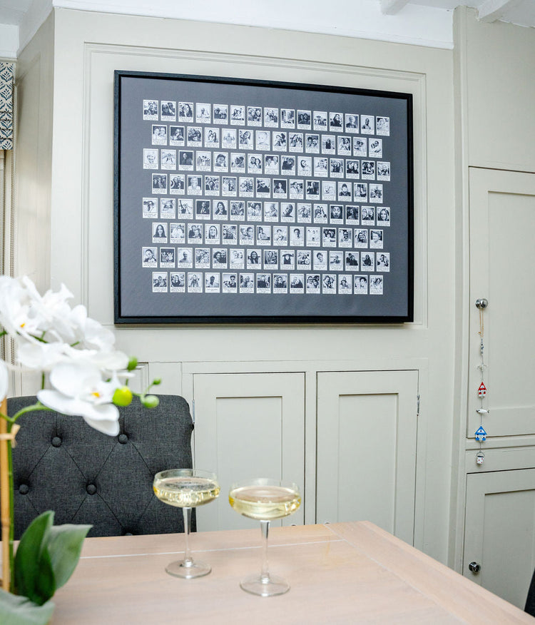 An Album Collection Mr & Missive framed canvas picture with pictures and messages from your wedding guests.