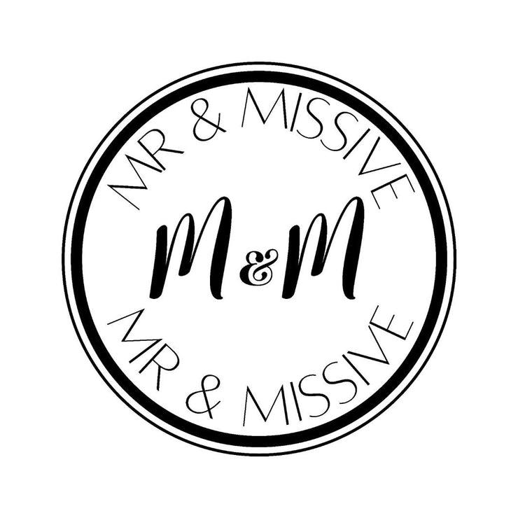 The circular black Mr & Missive logo on a white background.